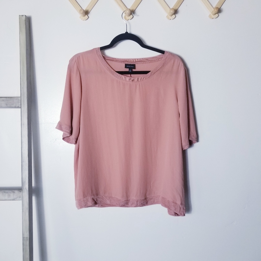 WHO WHAT WEAR MAUVE PINK BLOUSE SIZE XL